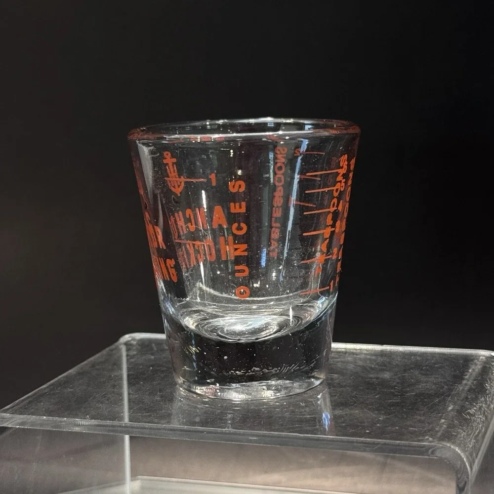 Anchor Hocking Measuring Shot Glass 2oz‎ Red Lettering Kitchen Tool Gadget